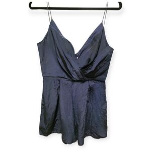 Zimmermann Navy Blue 100% Silk Sweetheart Neckline Sleeveless Romper